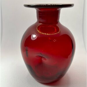Vintage Rainbow red glass hand blown vase bottle missing stopper